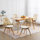 ANOUR Dining Chairs Set of 4, Modern Kitchen Clear Acrylic Accent Dinner Chairs with PU Leather Cushions Seat and Solid Beech Legs, Suitable for Living Room and Bedroom