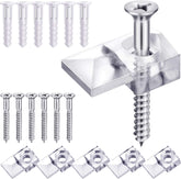 20 Pack Mirror Holder Clips Glass Retainer Clips Kit Mirror Hanging Kit Mirror Hanging Hardware with Screw and for Fixing Mirror Cabinet Door (Classic Style)