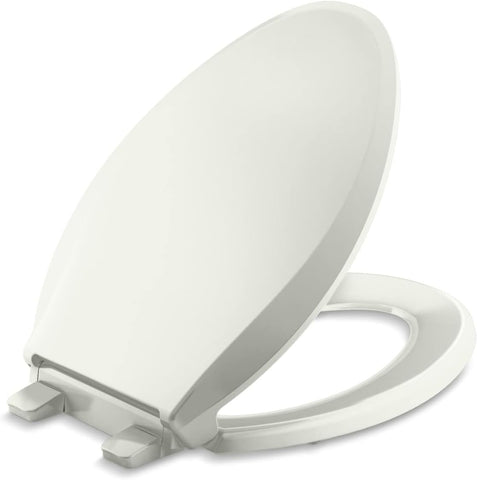 KOHLER 4636-RL-0 Cachet ReadyLatch Elongated Toilet Seat, Quiet-Close Lid and Seat, Countoured Seat, Grip-Tight Bumpers and Installation Hardware, White