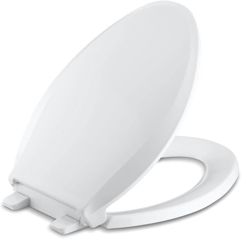 KOHLER 4636-RL-0 Cachet ReadyLatch Elongated Toilet Seat, Quiet-Close Lid and Seat, Countoured Seat, Grip-Tight Bumpers and Installation Hardware, White