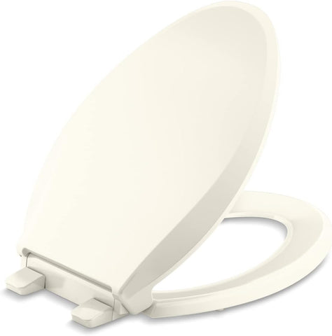 KOHLER 4636-RL-0 Cachet ReadyLatch Elongated Toilet Seat, Quiet-Close Lid and Seat, Countoured Seat, Grip-Tight Bumpers and Installation Hardware, White