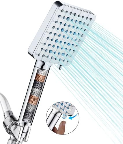 Cobbe Filtered Shower Head with Handheld, High Pressure 6 Spray Mode Showerhead with Filters, Water Softener Filters Beads for Hard Water - Remove Chlorine - Reduces Dry Itchy Skin, Matte Black