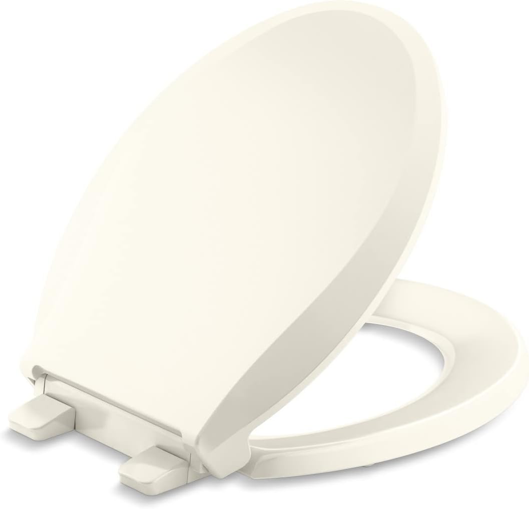 KOHLER 4636-RL-0 Cachet ReadyLatch Elongated Toilet Seat, Quiet-Close Lid and Seat, Countoured Seat, Grip-Tight Bumpers and Installation Hardware, White