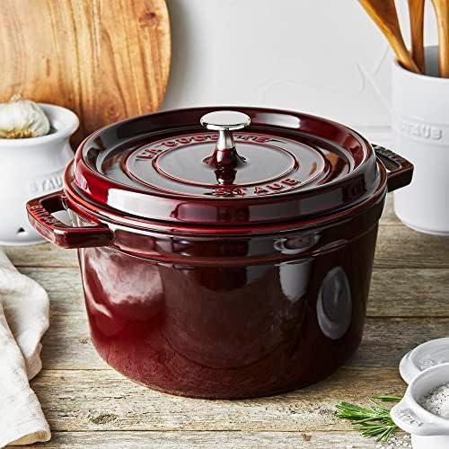 Staub Cast Iron 7-qt Round Cocotte - Cherry, Made in France