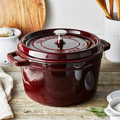 Staub Cast Iron 7-qt Round Cocotte - Cherry, Made in France