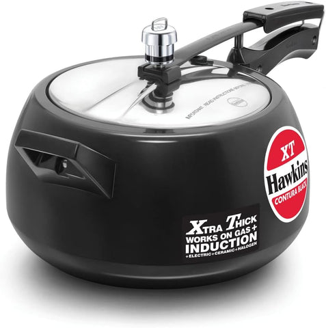 Hawkins CXT50 Contura Hard Anodized Induction Compatible Extra Thick Base Pressure Cooker, Black, 5L, 5 L