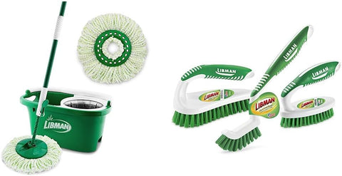 Libman Tornado Spin Mop System - Mop and Bucket with Wringer Set for Floor Cleaning - 2 Total Mop Heads Included, Green