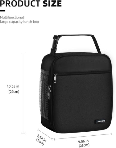 AYEANY Lunch box Lunch bag for men women Large capacity Lunchbox Reusable Lunch bags Insulated Lunch bag Lunch box cooler (Black)