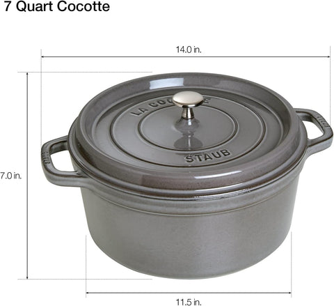 Staub Cast Iron 7-qt Round Cocotte - Cherry, Made in France