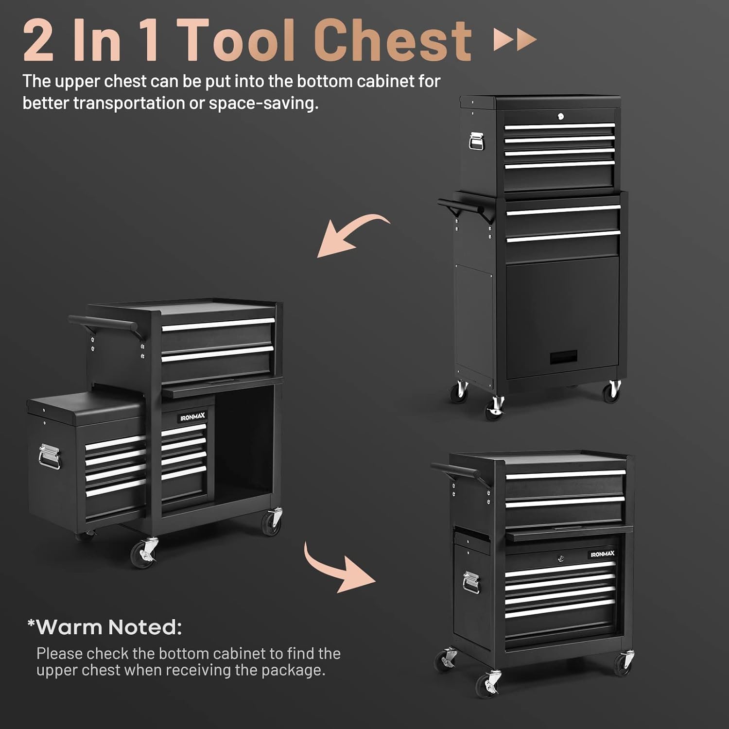 ERGOMASTER Utility Service Cart Tool on Wheels Heavy Duty Metal 4 Tiers Shelves with Drawers Tool Storage Organizer for Warehouse,Garage and Workshop