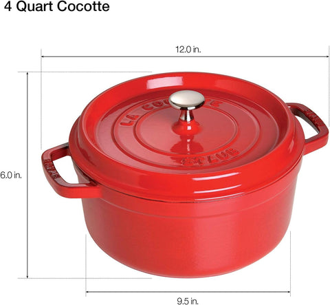 Staub Cast Iron 7-qt Round Cocotte - Cherry, Made in France