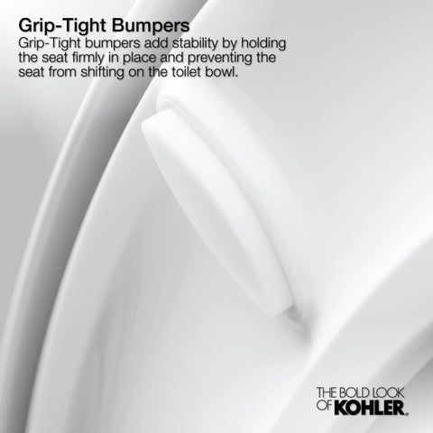 KOHLER 4636-RL-0 Cachet ReadyLatch Elongated Toilet Seat, Quiet-Close Lid and Seat, Countoured Seat, Grip-Tight Bumpers and Installation Hardware, White