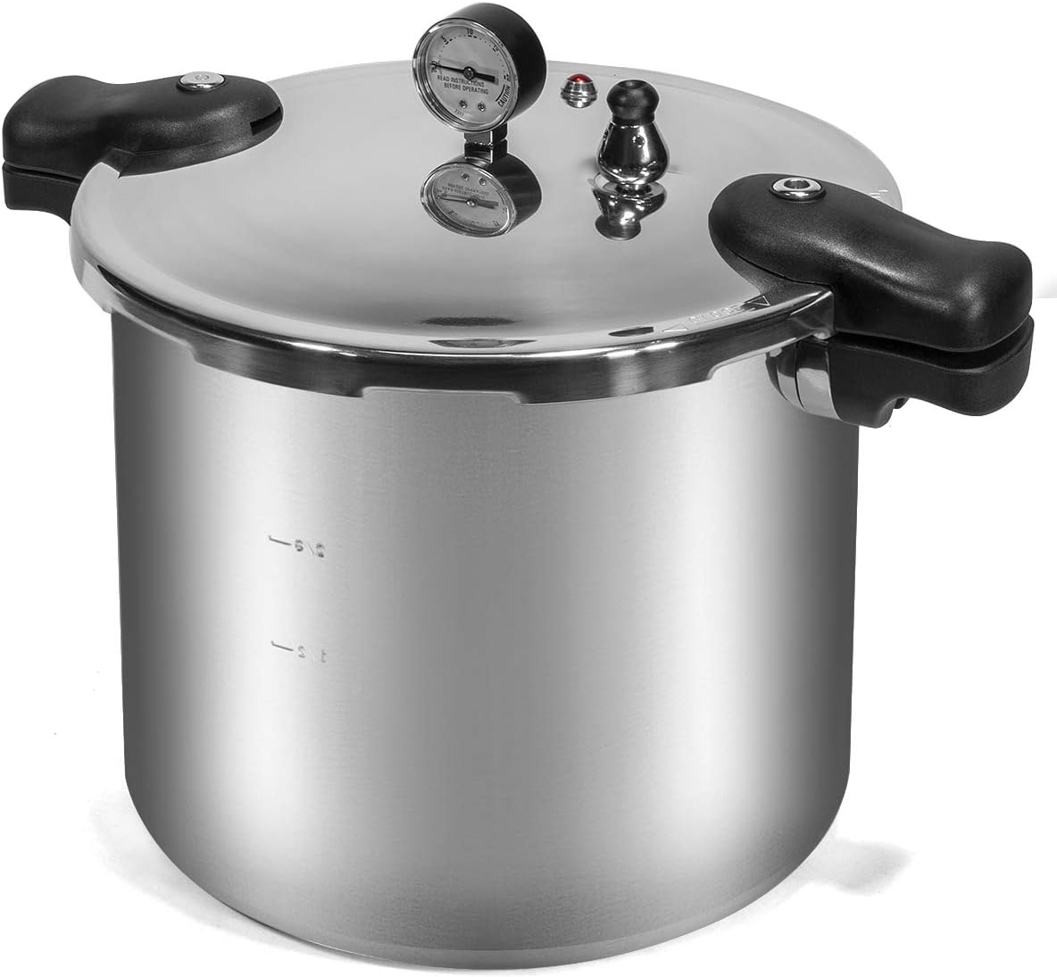 Barton Pressure Canner 22-Quart Capacity Pressure Cooker Built-in Pressure Gauge with (1) Rack, Aluminum Polished