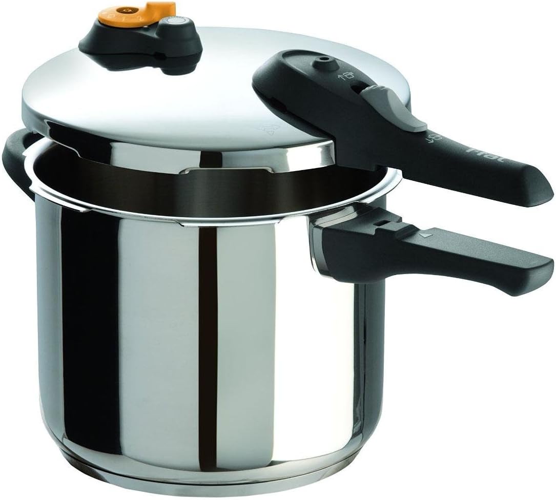 T-fal Clipso Stainless Steel Pressure Cooker 6.3 Quart Induction Cookware, Pots and Pans, Dishwasher Safe Silver