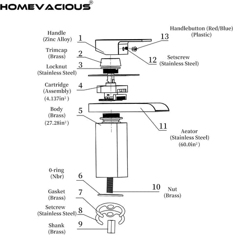 Homevacious Waterfall Bathroom Faucet,Chrome Single Handle Vanity Faucet,Modern Faucet for Bathroom Sink 1 Hole,Lavatory RV Mixer Tap with Brass Pop Up Drain and Water Supply Lines