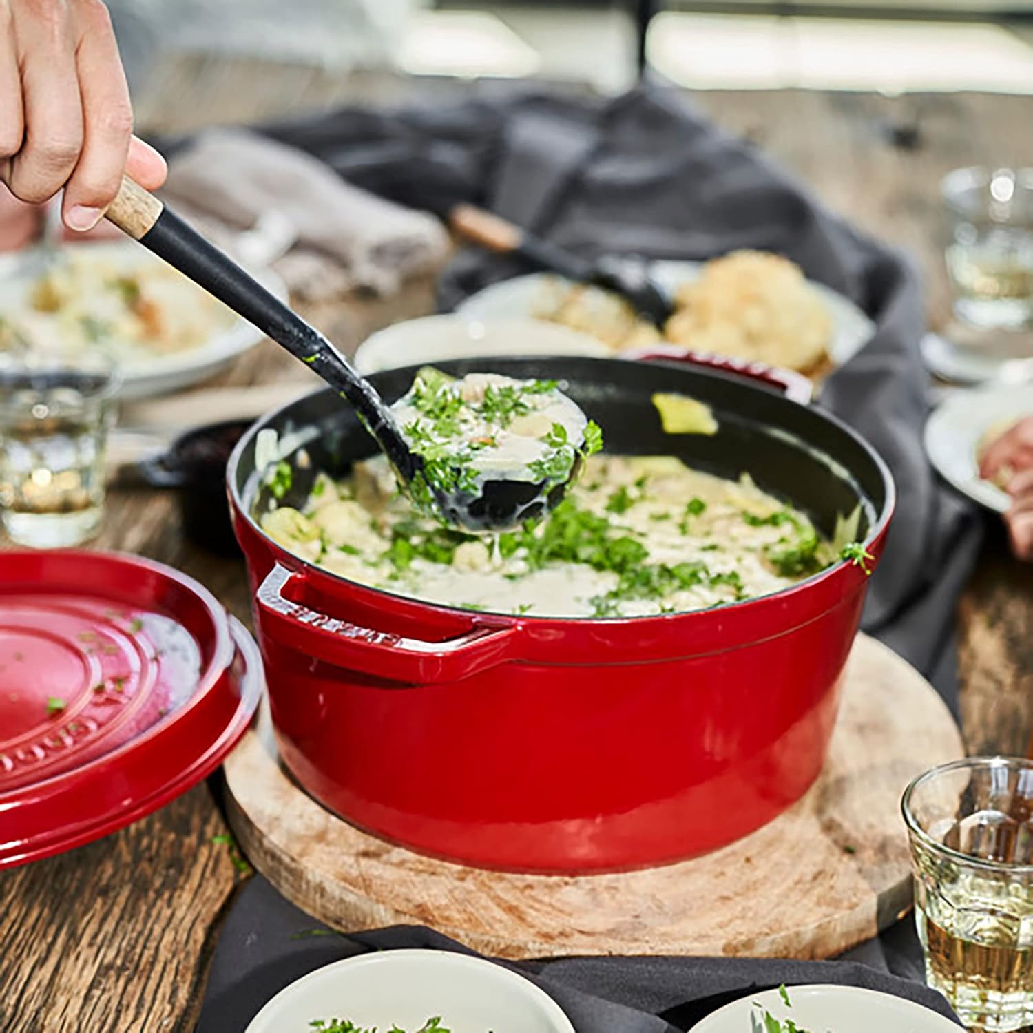 Staub Cast Iron 7-qt Round Cocotte - Cherry, Made in France