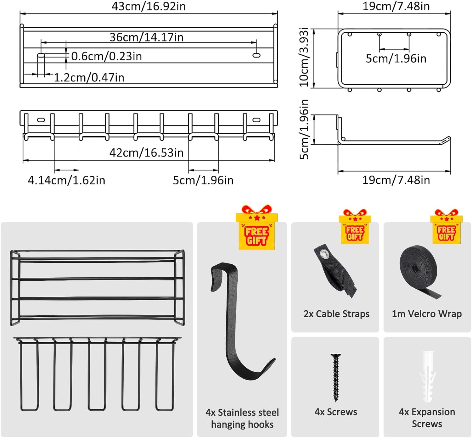 WASAIT Power Tool Organizer and Storage Rack Cordless Drill Tools Organizers Holder Garage Tool Storage Metal Wall Mounted for Handheld Power Tools Heavy Duty Floating Tool Shelf