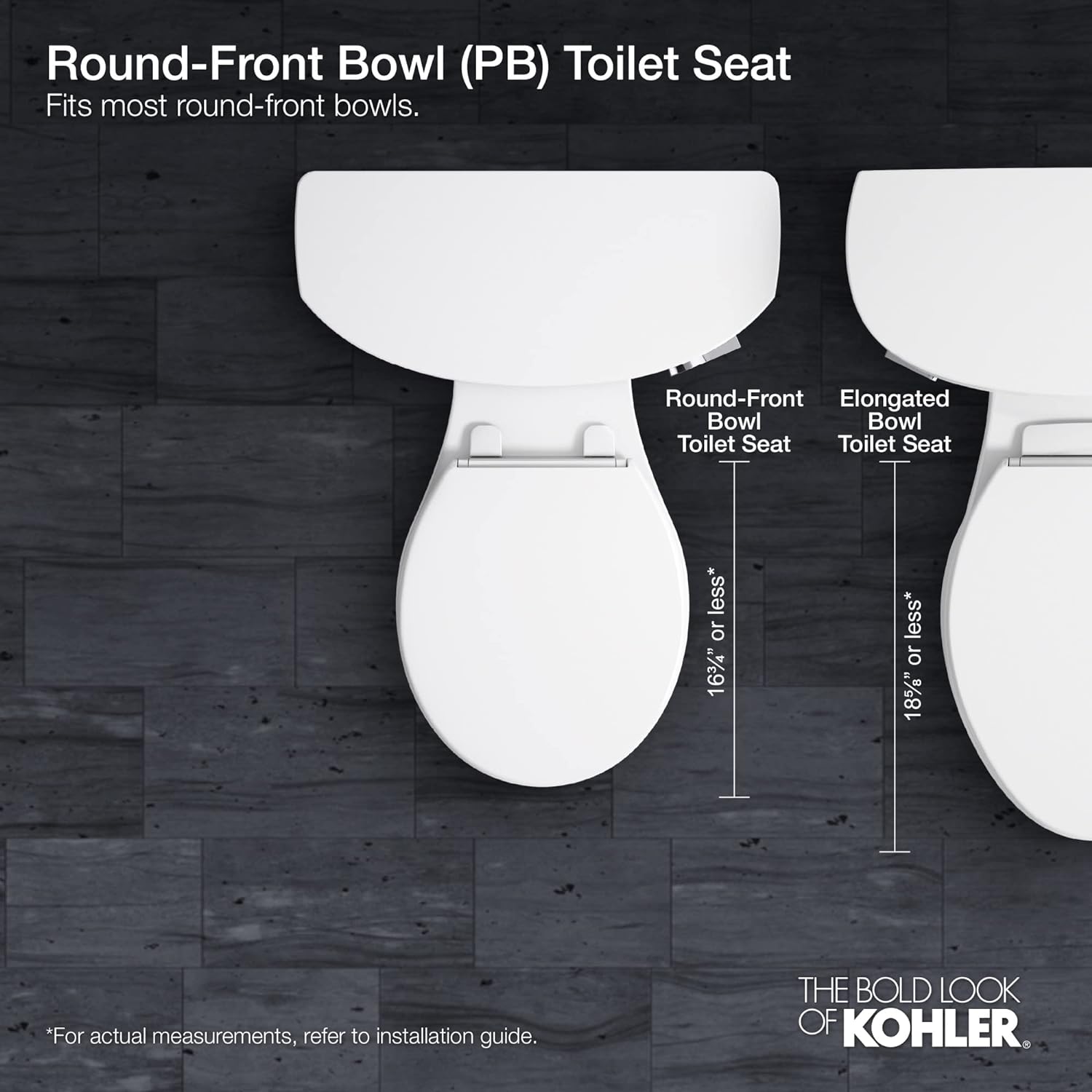 KOHLER 4636-RL-0 Cachet ReadyLatch Elongated Toilet Seat, Quiet-Close Lid and Seat, Countoured Seat, Grip-Tight Bumpers and Installation Hardware, White