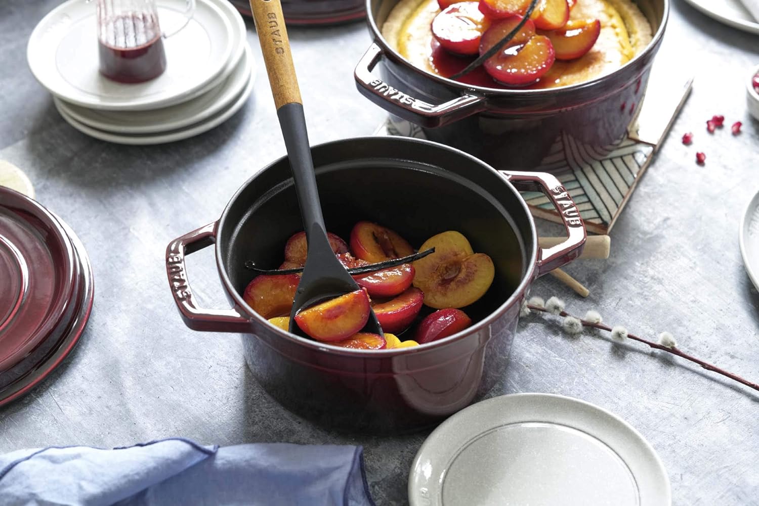 Staub Cast Iron 7-qt Round Cocotte - Cherry, Made in France