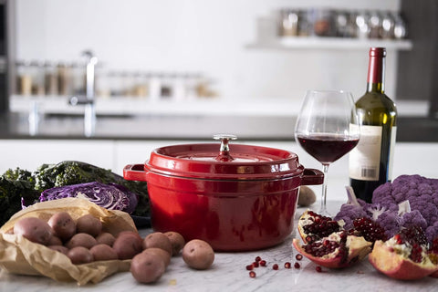 Staub Cast Iron 7-qt Round Cocotte - Cherry, Made in France