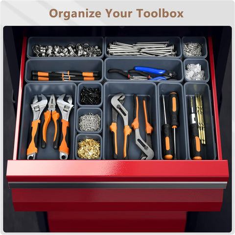 【𝟯𝟮𝗣𝗖𝗦】A-LUGEI Tool Box Organizer Tray Divider Set, Desk Drawer Organizer, Garage Organization and Storage Toolbox Accessories for Rolling Tool Chest Cart Cabinet Work Bench Small Parts Hardware