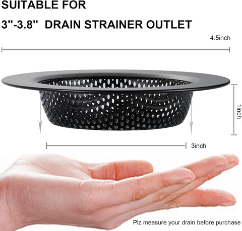 LASSHSWA Matte Black Kitchen Sink Strainer Stainless Steel, Kitchen Sink Drain Strainer, Sink Strainers with Large Wide Rim 4.5" Diameter for Kitchen Sinks (NO Bump - Avoid Paint Peeling)