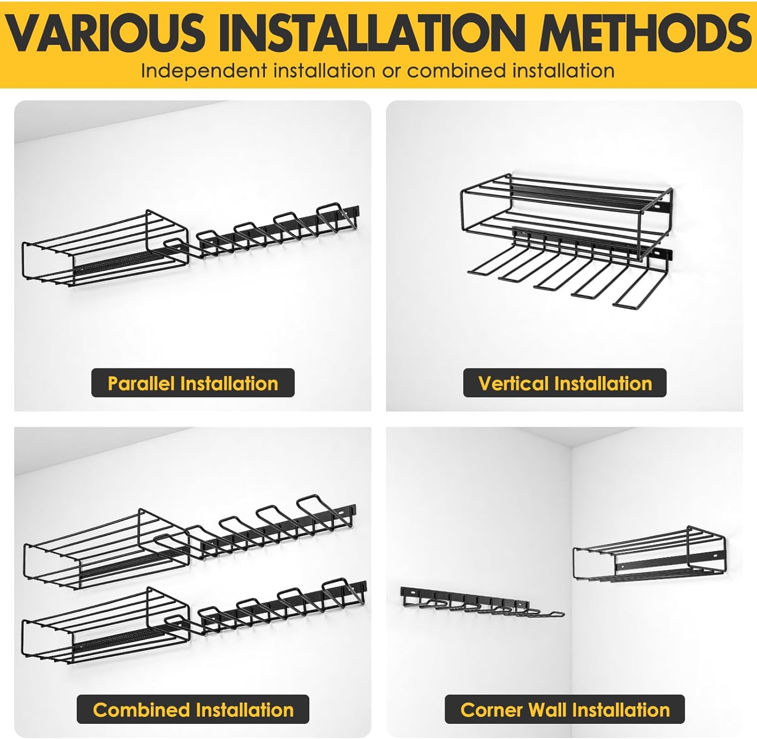 WASAIT Power Tool Organizer and Storage Rack Cordless Drill Tools Organizers Holder Garage Tool Storage Metal Wall Mounted for Handheld Power Tools Heavy Duty Floating Tool Shelf