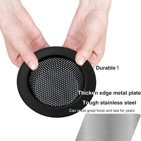 LASSHSWA Matte Black Kitchen Sink Strainer Stainless Steel, Kitchen Sink Drain Strainer, Sink Strainers with Large Wide Rim 4.5" Diameter for Kitchen Sinks (NO Bump - Avoid Paint Peeling)