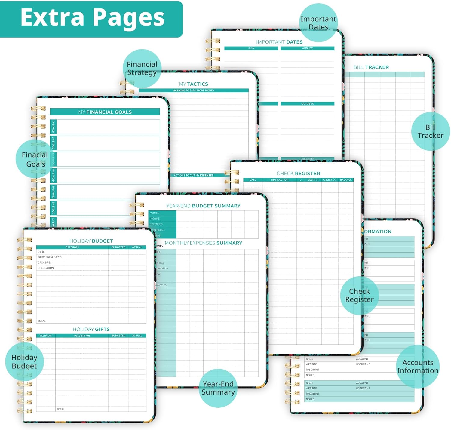 Budget Planner - Monthly Budget Book 2024 with Expense & Bill Tracker - Undated 12 Month Financial Planner/Account Book to Take Control of Your Money - Pink