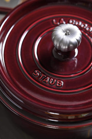 Staub Cast Iron 7-qt Round Cocotte - Cherry, Made in France