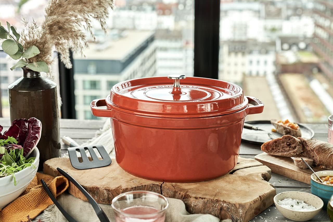 Staub Cast Iron 7-qt Round Cocotte - Cherry, Made in France