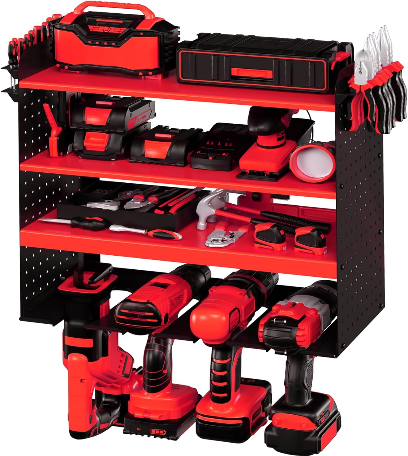 WASAIT Power Tool Organizer and Storage Rack Cordless Drill Tools Organizers Holder Garage Tool Storage Metal Wall Mounted for Handheld Power Tools Heavy Duty Floating Tool Shelf