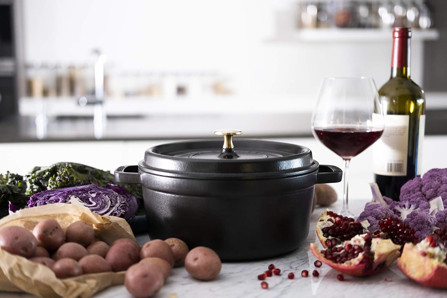 Staub Cast Iron 7-qt Round Cocotte - Cherry, Made in France