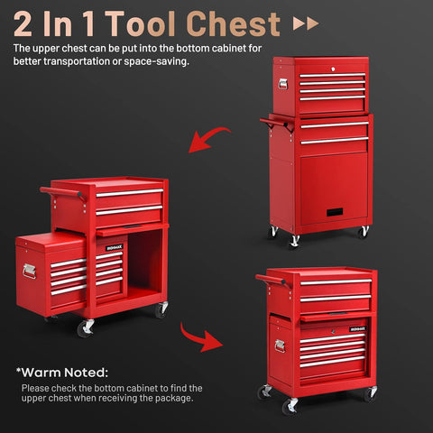 ERGOMASTER Utility Service Cart Tool on Wheels Heavy Duty Metal 4 Tiers Shelves with Drawers Tool Storage Organizer for Warehouse,Garage and Workshop