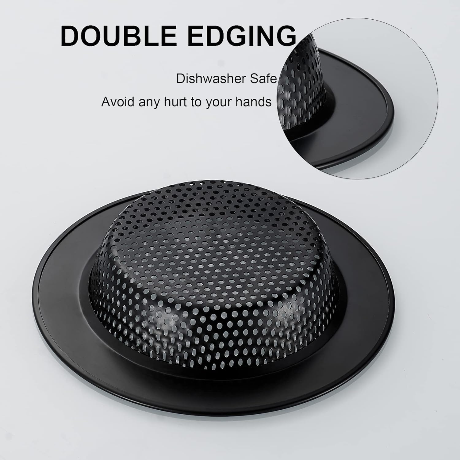 LASSHSWA Matte Black Kitchen Sink Strainer Stainless Steel, Kitchen Sink Drain Strainer, Sink Strainers with Large Wide Rim 4.5" Diameter for Kitchen Sinks (NO Bump - Avoid Paint Peeling)