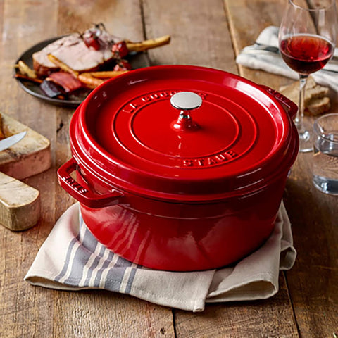 Staub Cast Iron 7-qt Round Cocotte - Cherry, Made in France