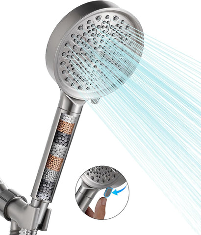 Cobbe Filtered Shower Head with Handheld, High Pressure 6 Spray Mode Showerhead with Filters, Water Softener Filters Beads for Hard Water - Remove Chlorine - Reduces Dry Itchy Skin, Matte Black