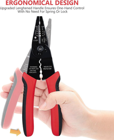 WGGE WG-015 Professional 8-inch Wire Stripper/wire crimping tool, Wire Cutter, Wire Crimper, Cable Stripper, Wiring Tools and Multi-Function Hand Tool.