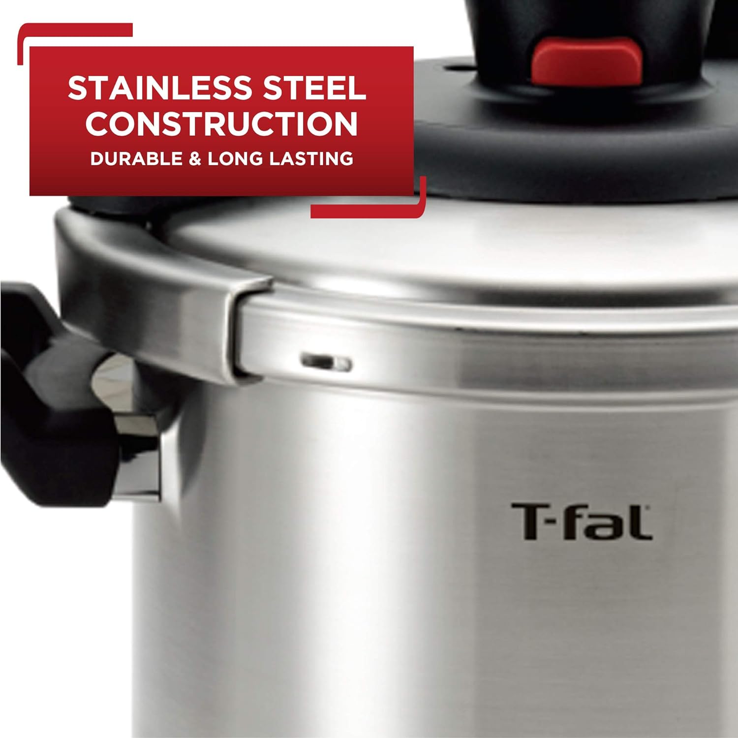 T-fal Clipso Stainless Steel Pressure Cooker 6.3 Quart Induction Cookware, Pots and Pans, Dishwasher Safe Silver