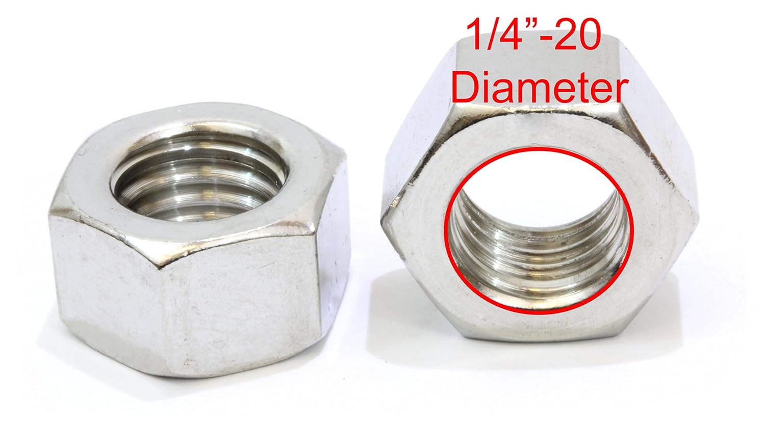 1/4"-20 Stainless Hex Nuts (100 Pack), 18-8 (304) Stainless Steel Finish Anti Corrosion Coarse Hex Nut Commercial Grade Hardware Nuts for Boats, Dock, Car by Bolt Dropper