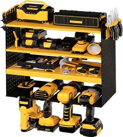 WASAIT Power Tool Organizer and Storage Rack Cordless Drill Tools Organizers Holder Garage Tool Storage Metal Wall Mounted for Handheld Power Tools Heavy Duty Floating Tool Shelf