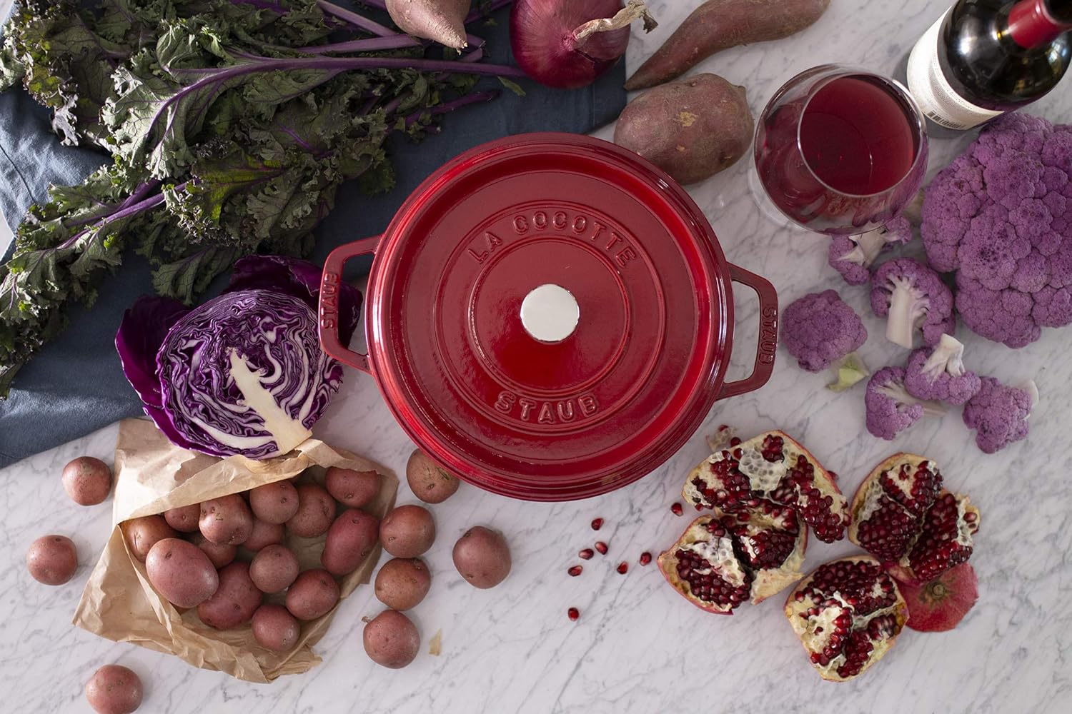 Staub Cast Iron 7-qt Round Cocotte - Cherry, Made in France