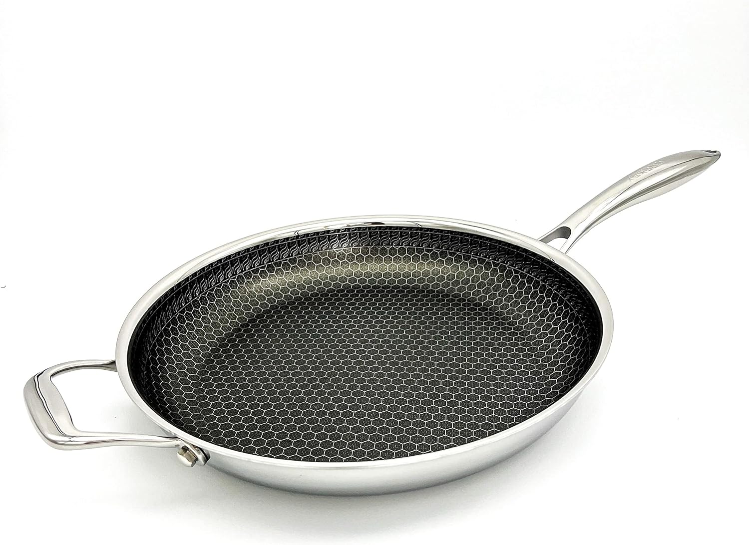 Cooksy 12 Inch Hexagon Surface Hybrid Stainless Steel Frying Pan with Lid