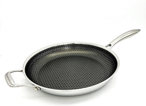 Cooksy 12 Inch Hexagon Surface Hybrid Stainless Steel Frying Pan with Lid