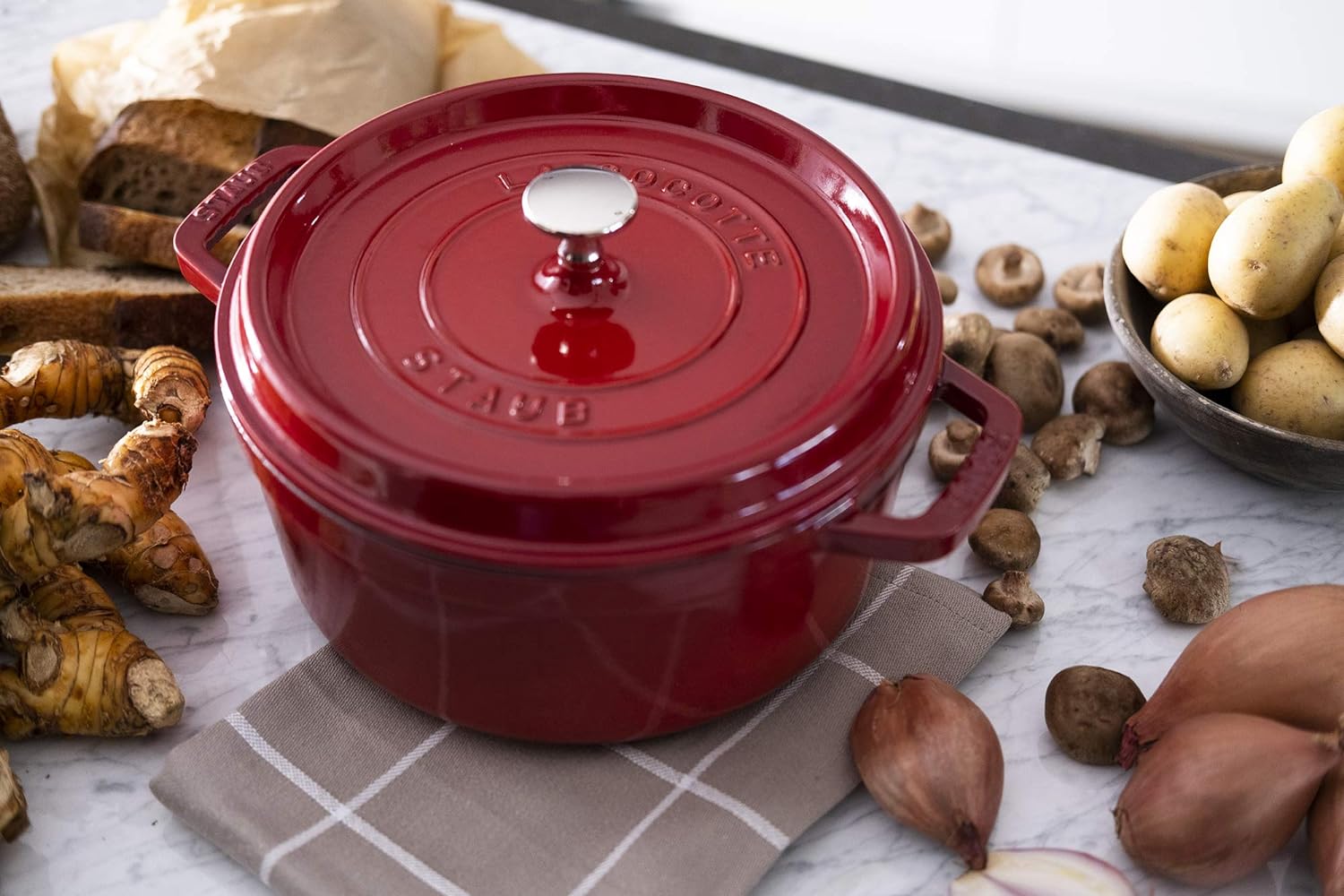 Staub Cast Iron 7-qt Round Cocotte - Cherry, Made in France