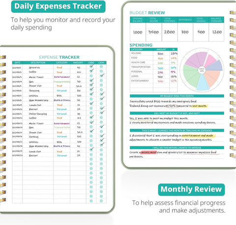 Budget Planner - Monthly Budget Book 2024 with Expense & Bill Tracker - Undated 12 Month Financial Planner/Account Book to Take Control of Your Money - Pink