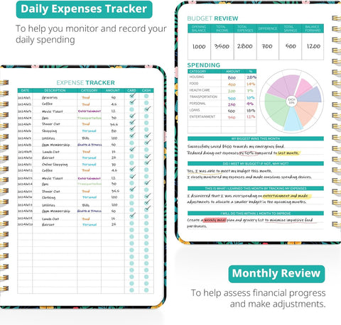 Budget Planner - Monthly Budget Book 2024 with Expense & Bill Tracker - Undated 12 Month Financial Planner/Account Book to Take Control of Your Money - Pink