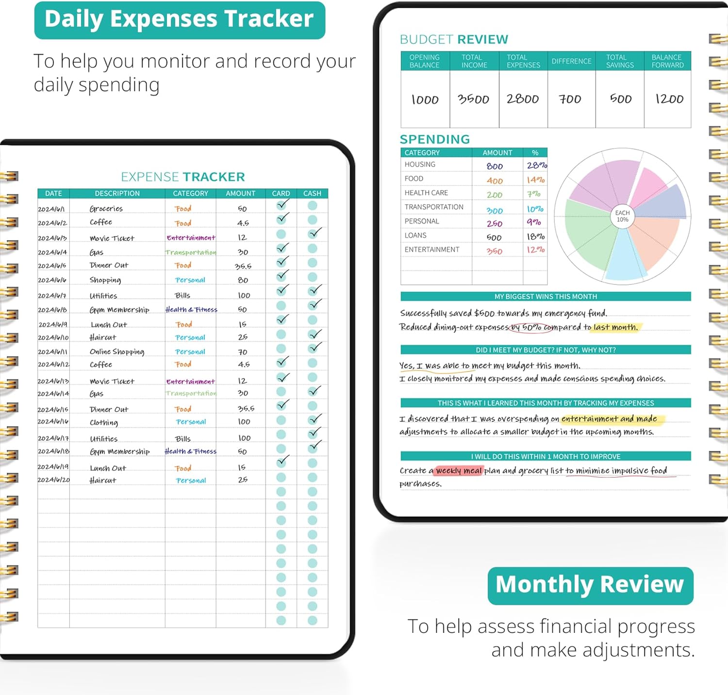 Budget Planner - Monthly Budget Book 2024 with Expense & Bill Tracker - Undated 12 Month Financial Planner/Account Book to Take Control of Your Money - Pink