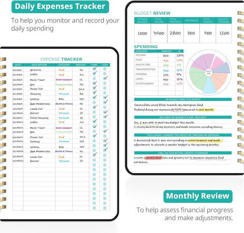 Budget Planner - Monthly Budget Book 2024 with Expense & Bill Tracker - Undated 12 Month Financial Planner/Account Book to Take Control of Your Money - Pink