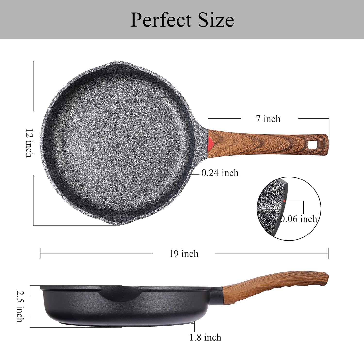 Vinchef Nonstick Frying Pan Anti Scratch,11 Inch Skillet Cast Aluminum Cookware with Wooden Stay Cool Handle, Induction Compatible